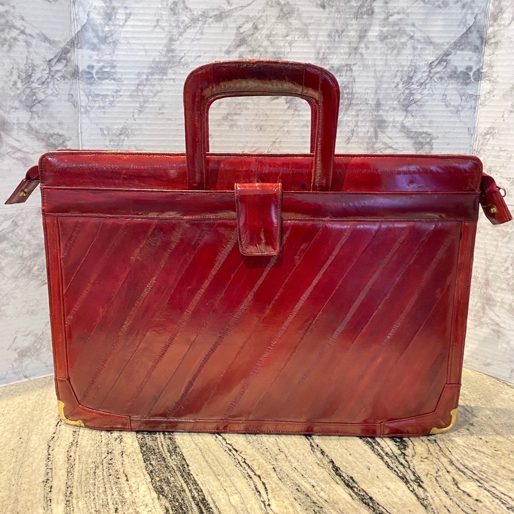 Sunco Vintage Red Eel Skin Briefcase
